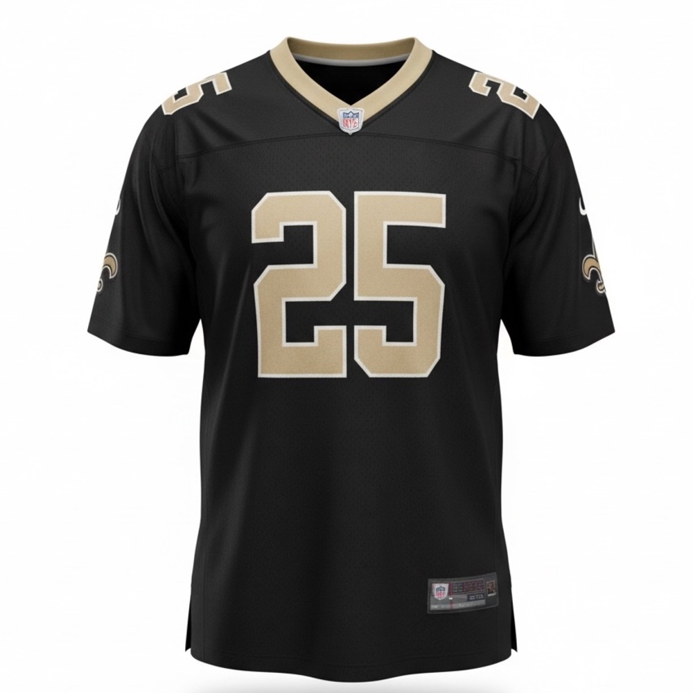 Reebok‎ NFL New Orleans Saints Reggie Bush 25 Black Football Jersey Size 56 3XL